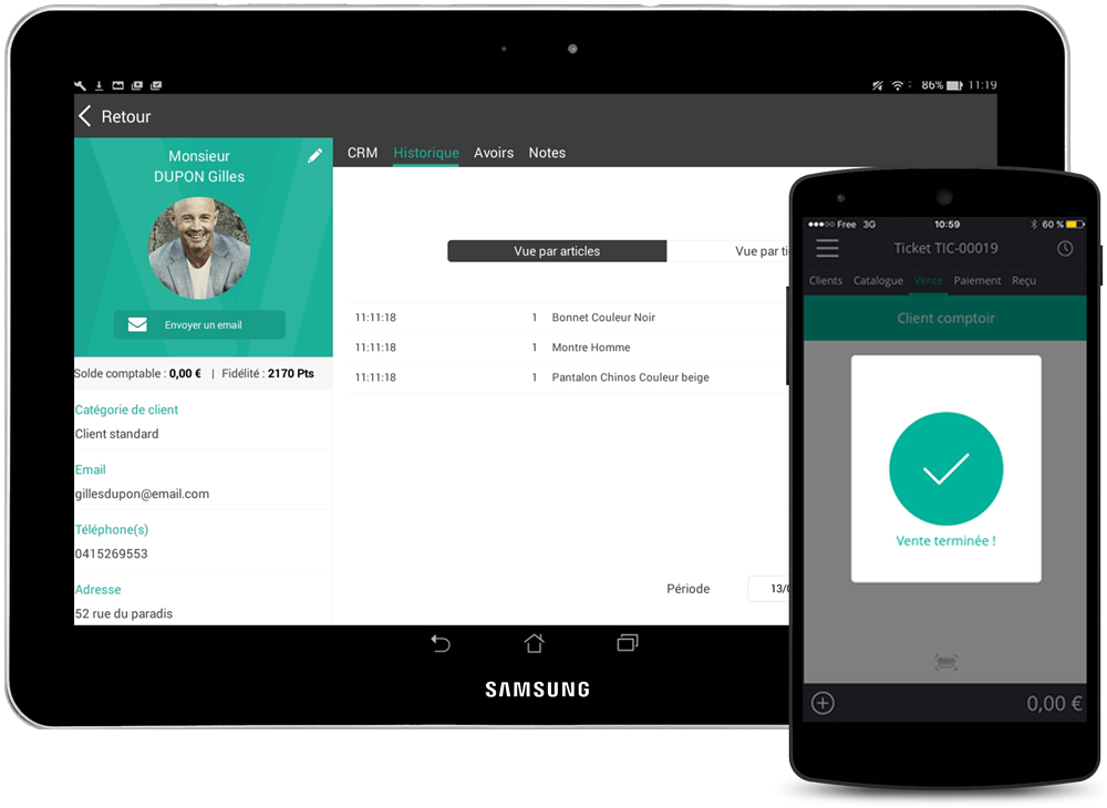 Les tablettes Android sont compatibles avec l'application de caisse RoverCash